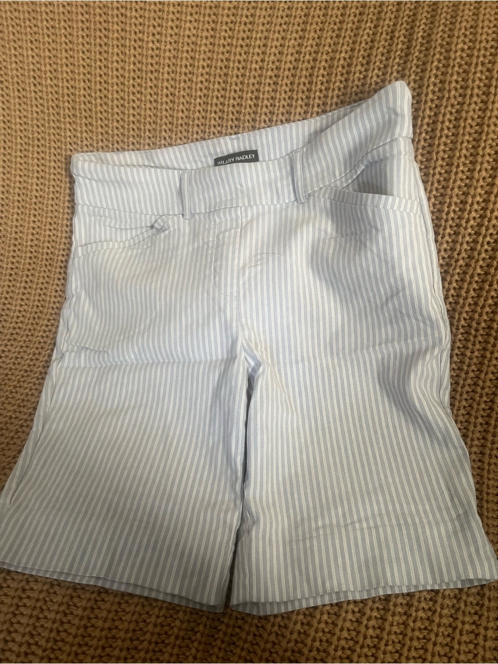 Hilary Radley Blue and White Seersucker Stripe Shorts